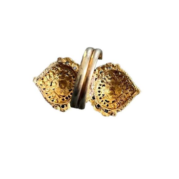 Jewelry Statement Set Necklace Drop Earrings Ring Adjustable Gold Tone - Picture 5 of 15